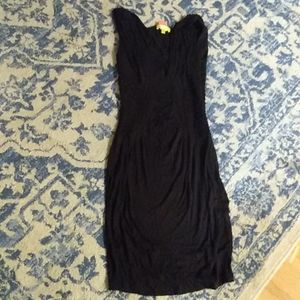 Catherine Malandrino black knit fitted waist bodycon dress lbd p